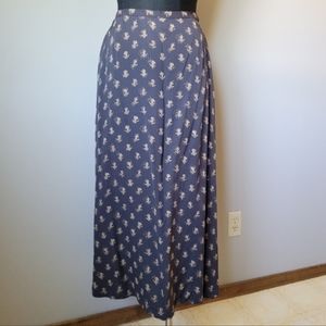 Vintage Silk Printed Midi Skirt